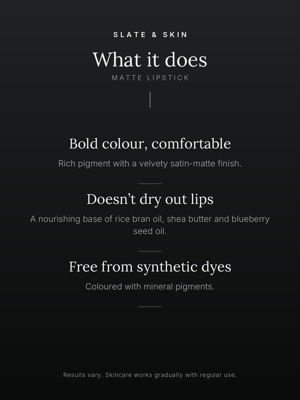 Velour Matte Lipstick, what it does