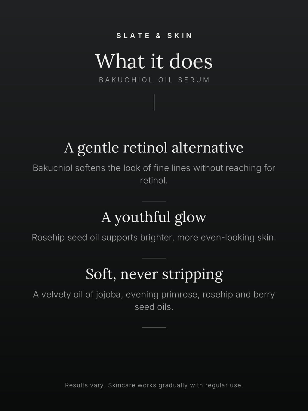 Vesper Bakuchiol Oil Serum, what it does