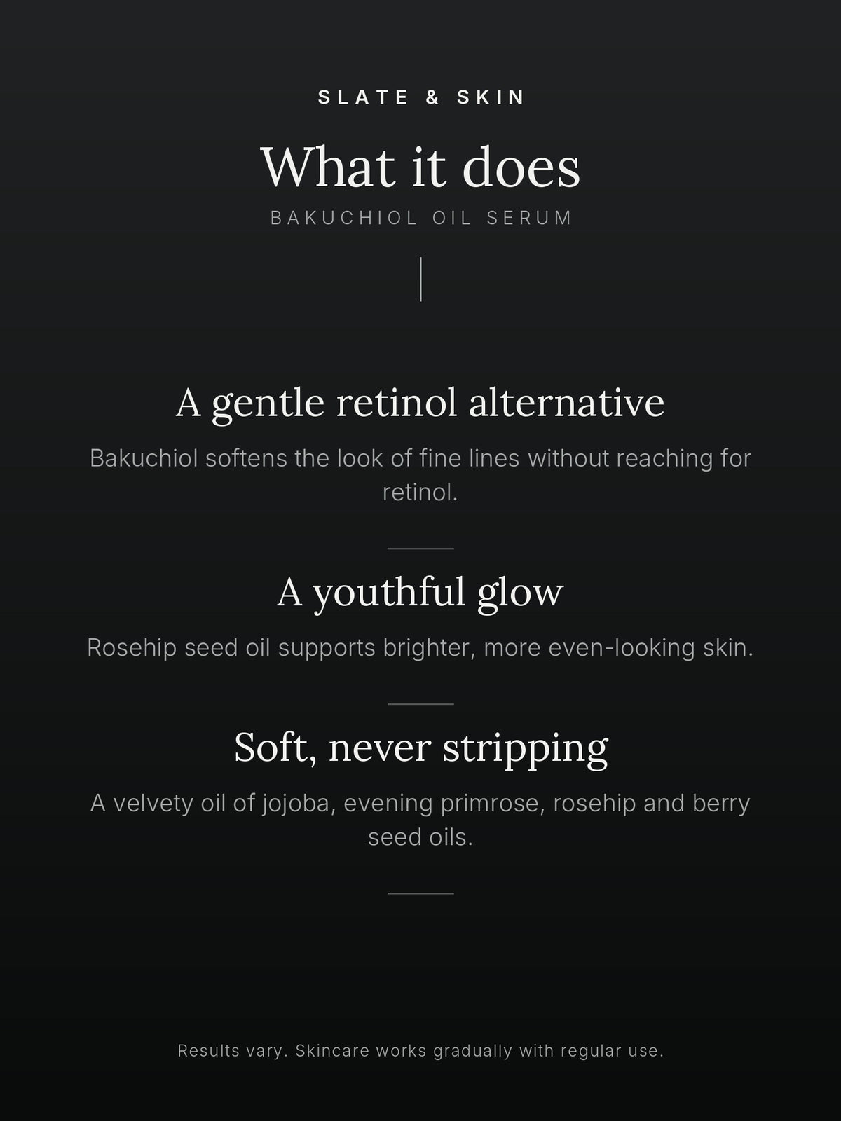 Vesper Bakuchiol Oil Serum, what it does