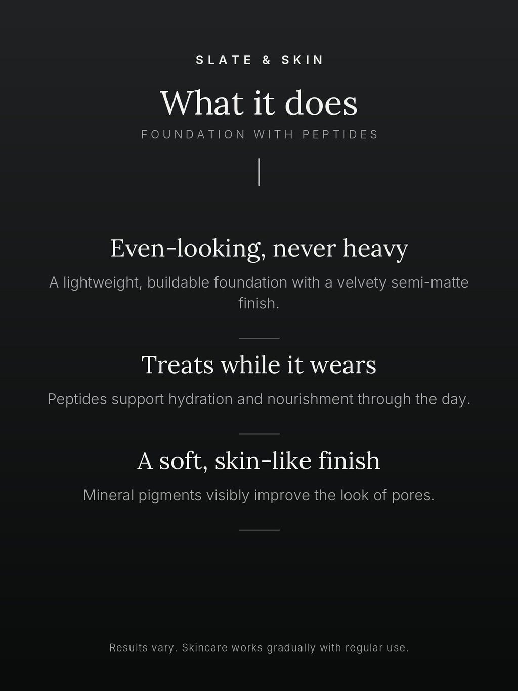 Veil Foundation with Peptides, what it does