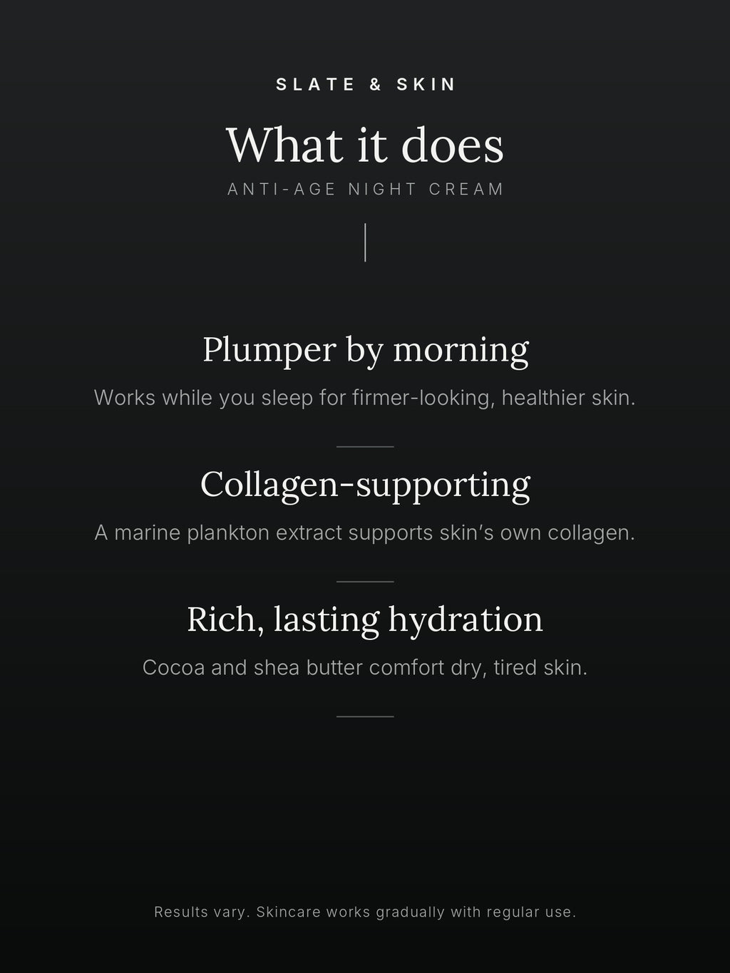 Nocturne Anti-Age Night Cream, what it does