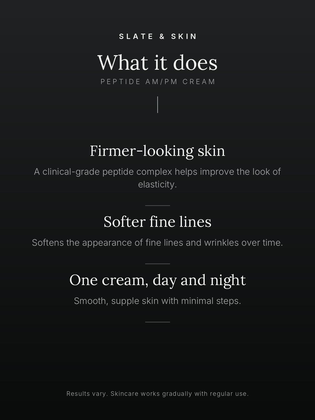 Slow Age Peptide AM/PM Cream, what it does