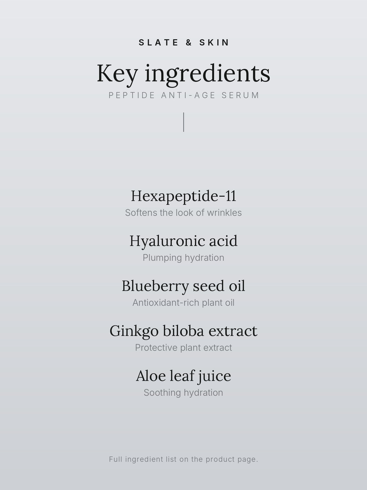 Élan Peptide Anti-Age Serum, key ingredients