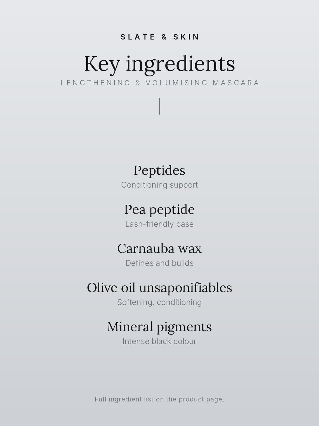 Noir Mascara, key ingredients