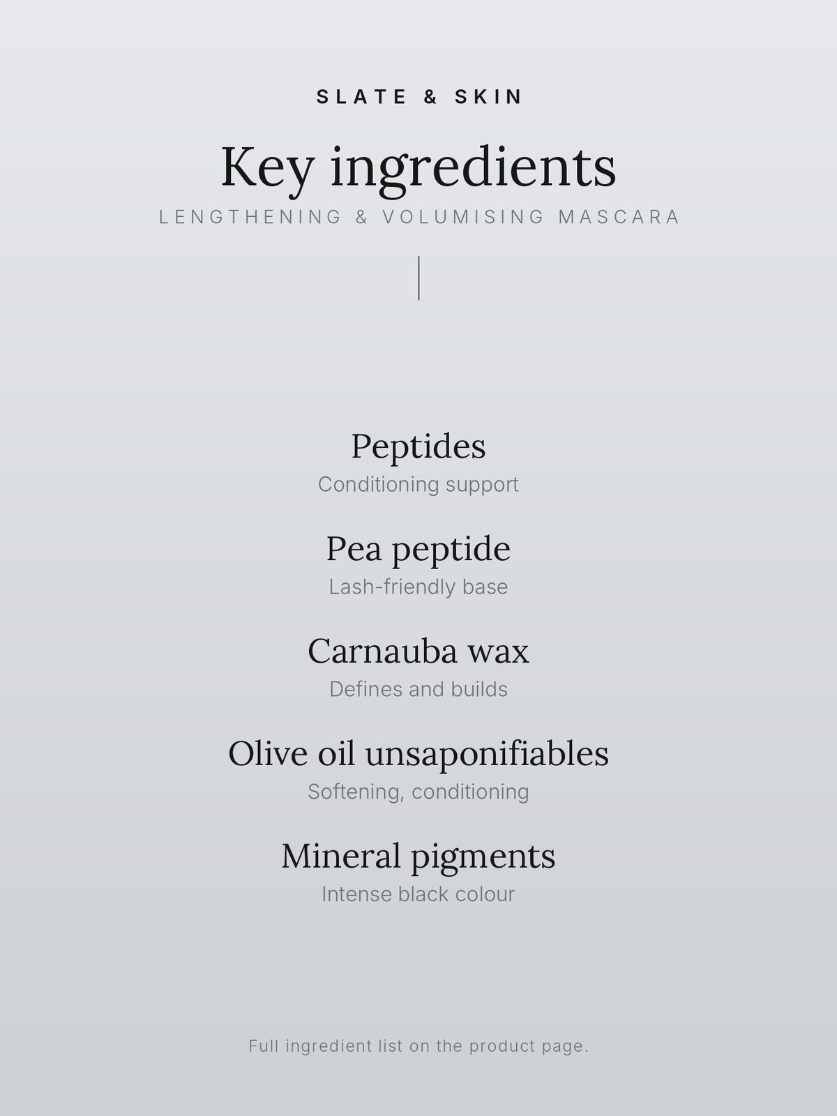 Noir Mascara, key ingredients