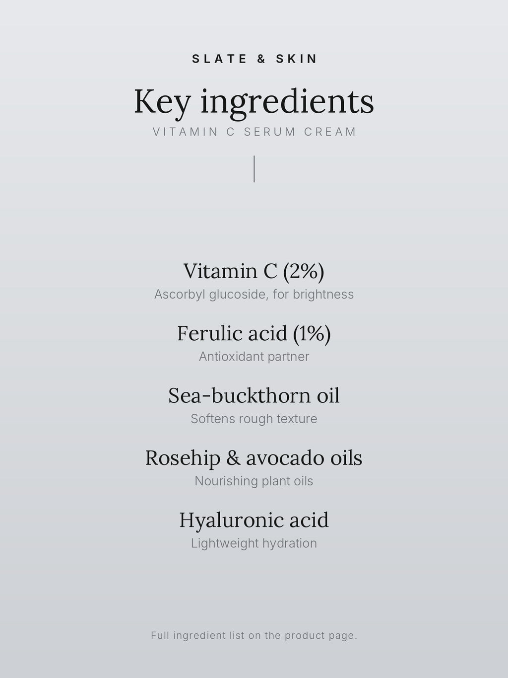 Citrine Vitamin C Serum Cream, key ingredients