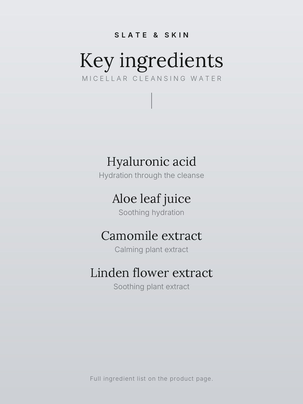 Nuage Micellar Cleansing Water, key ingredients