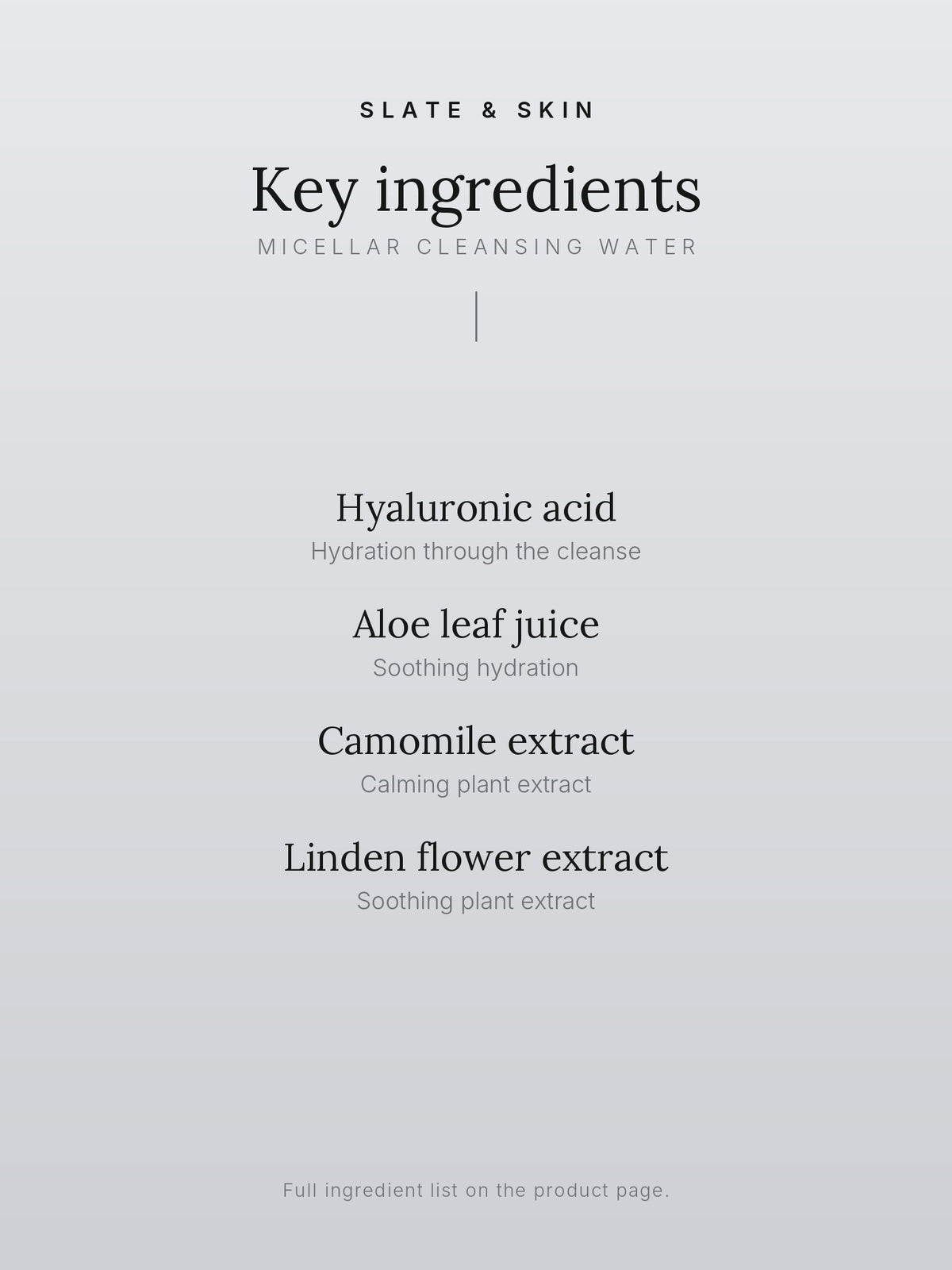Nuage Micellar Cleansing Water, key ingredients