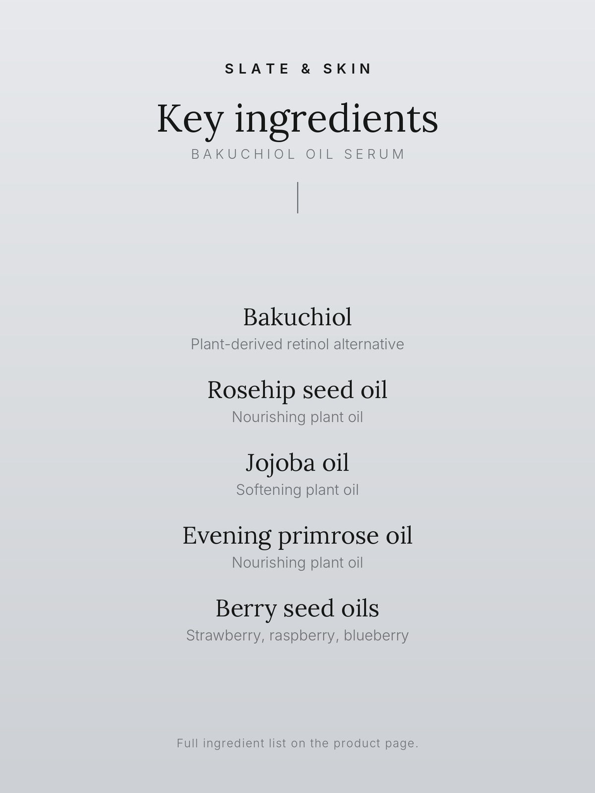 Vesper Bakuchiol Oil Serum, key ingredients