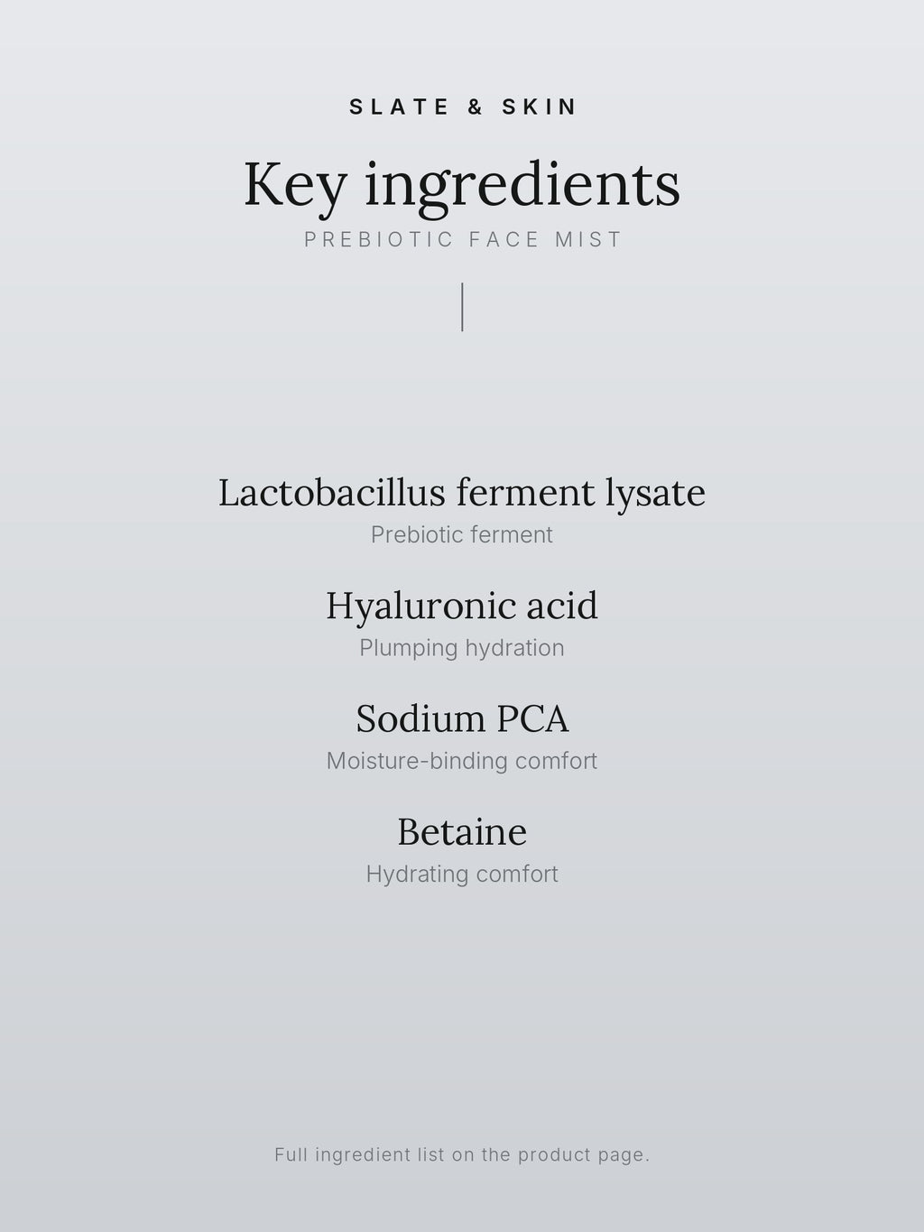 Zéphyr Prebiotic Face Mist, key ingredients