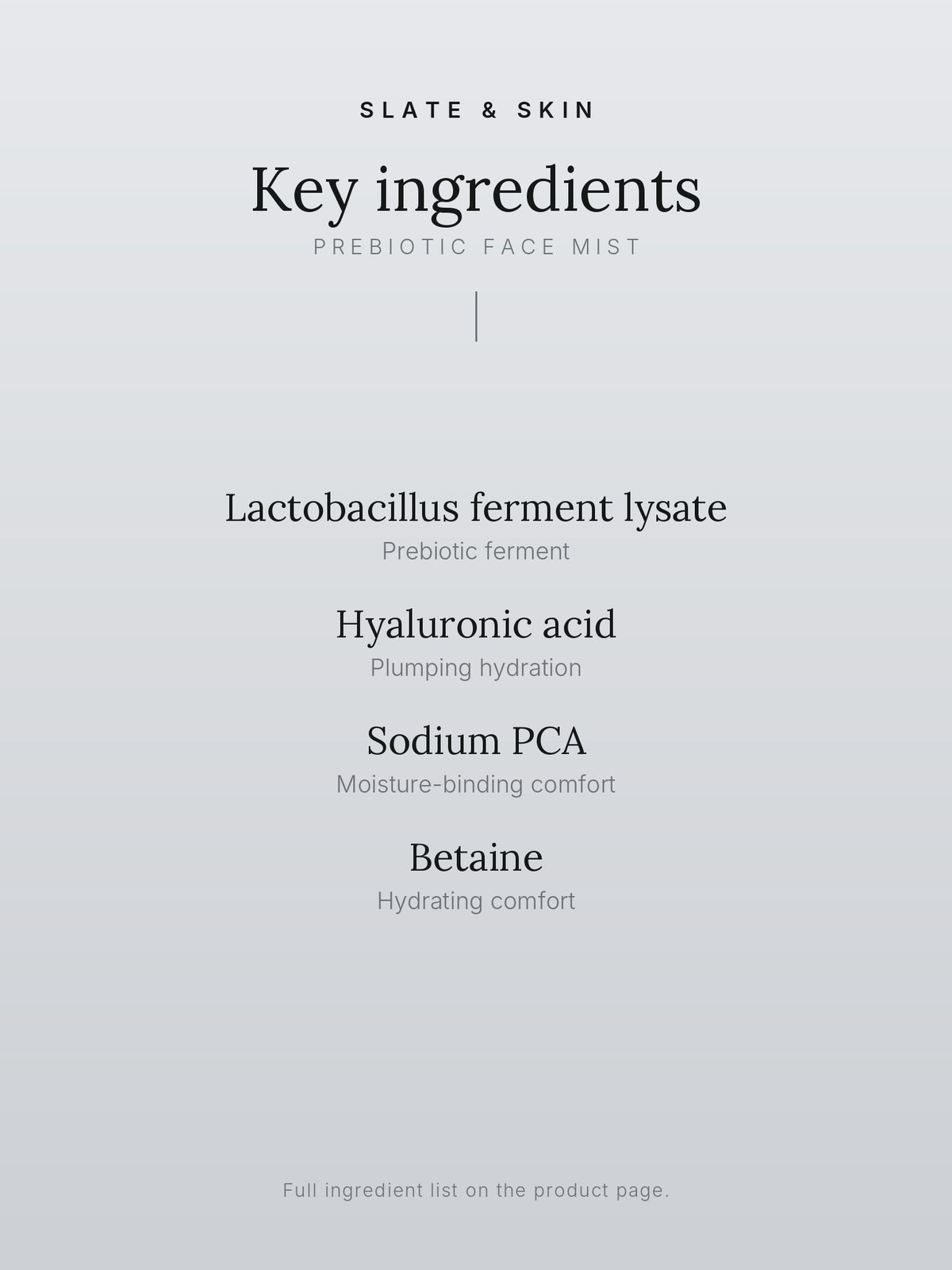 Zéphyr Prebiotic Face Mist, key ingredients