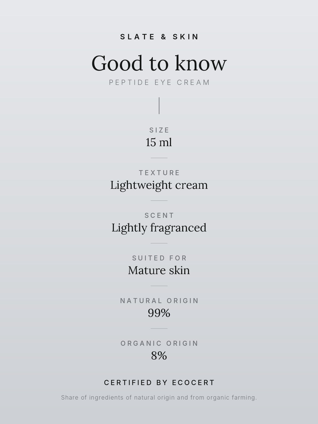 Éveil Peptide Eye Cream, good to know