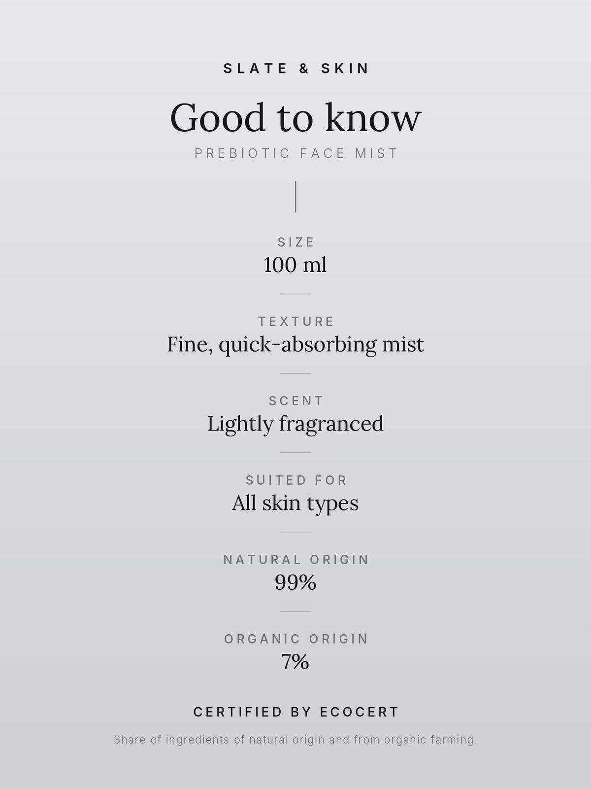 Zéphyr Prebiotic Face Mist, good to know